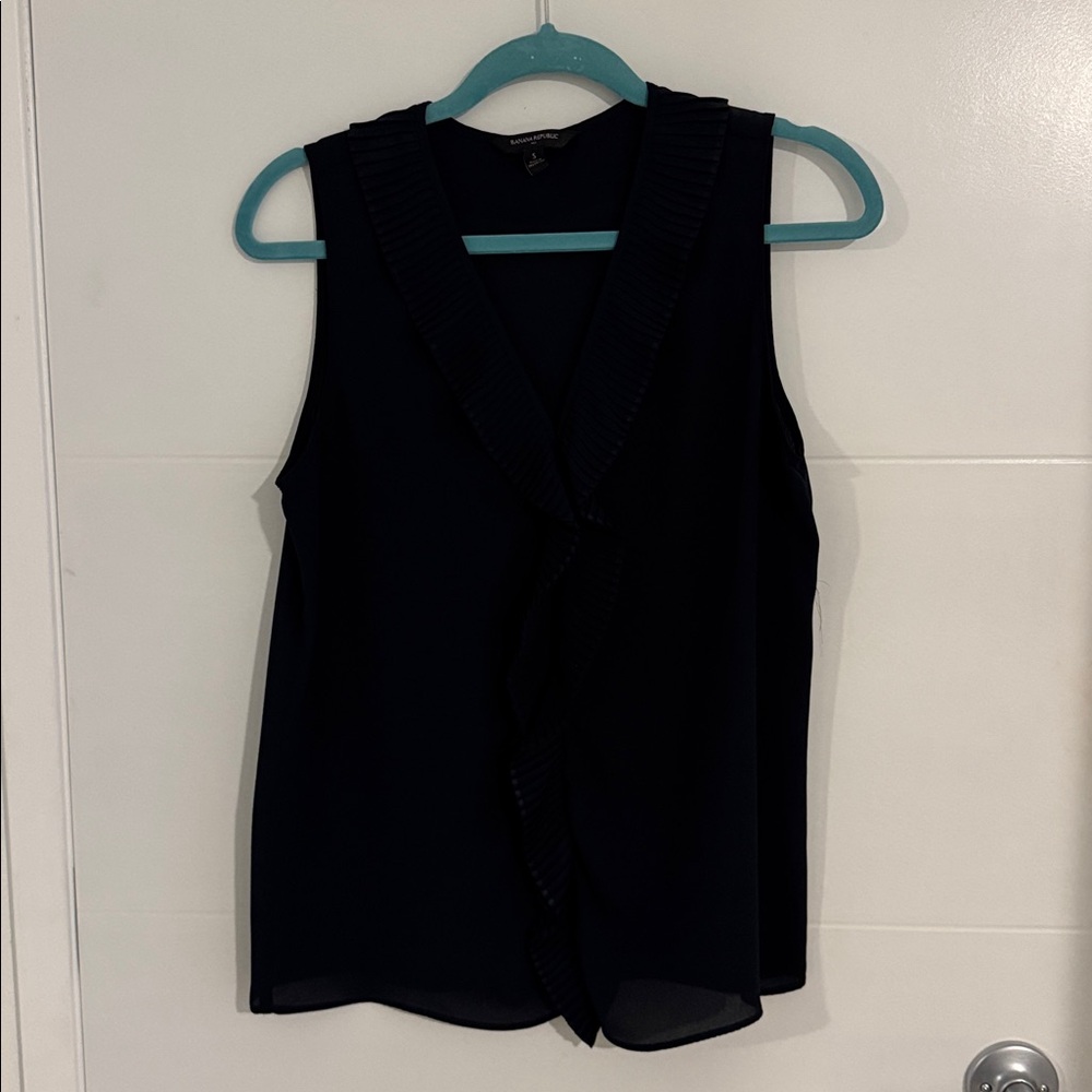 Banana Republic Black Ruffle Trim Top